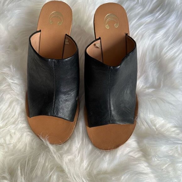 Charming Charlies black peep toe wedge cork heel - Picture 2 of 9